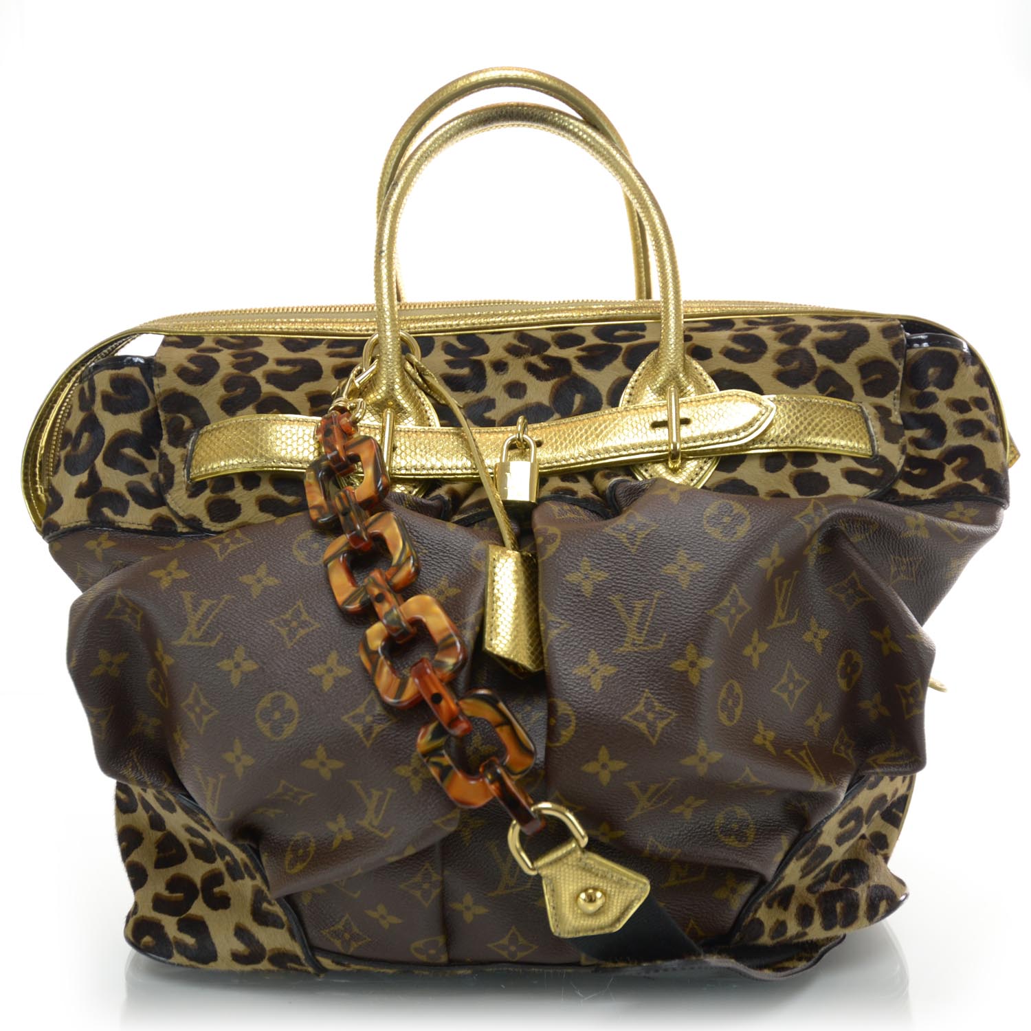 Louis Vuitton Monogram Leopard Pleated Steamer Bag 1 of 10