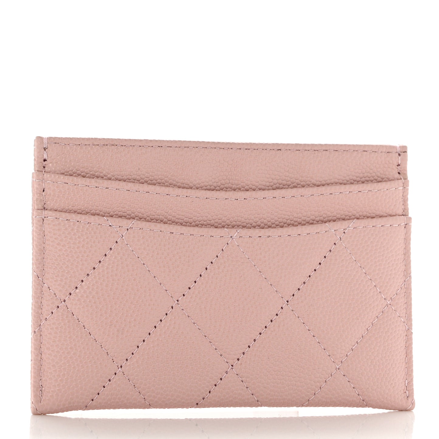 Caviar Quilted Card Holder Light Pink