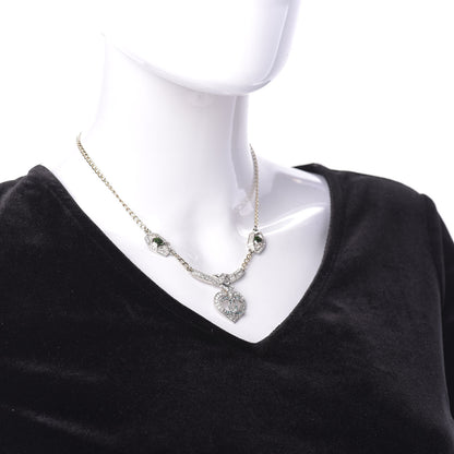 Chanel Crystal Heart Eye CC Pendant Necklace Gold Silver 2 of 8
