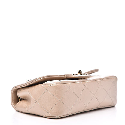 Chanel Metallic Lambskin Quilted Extra Mini V For Victory Flap Light Gold 4 of 13