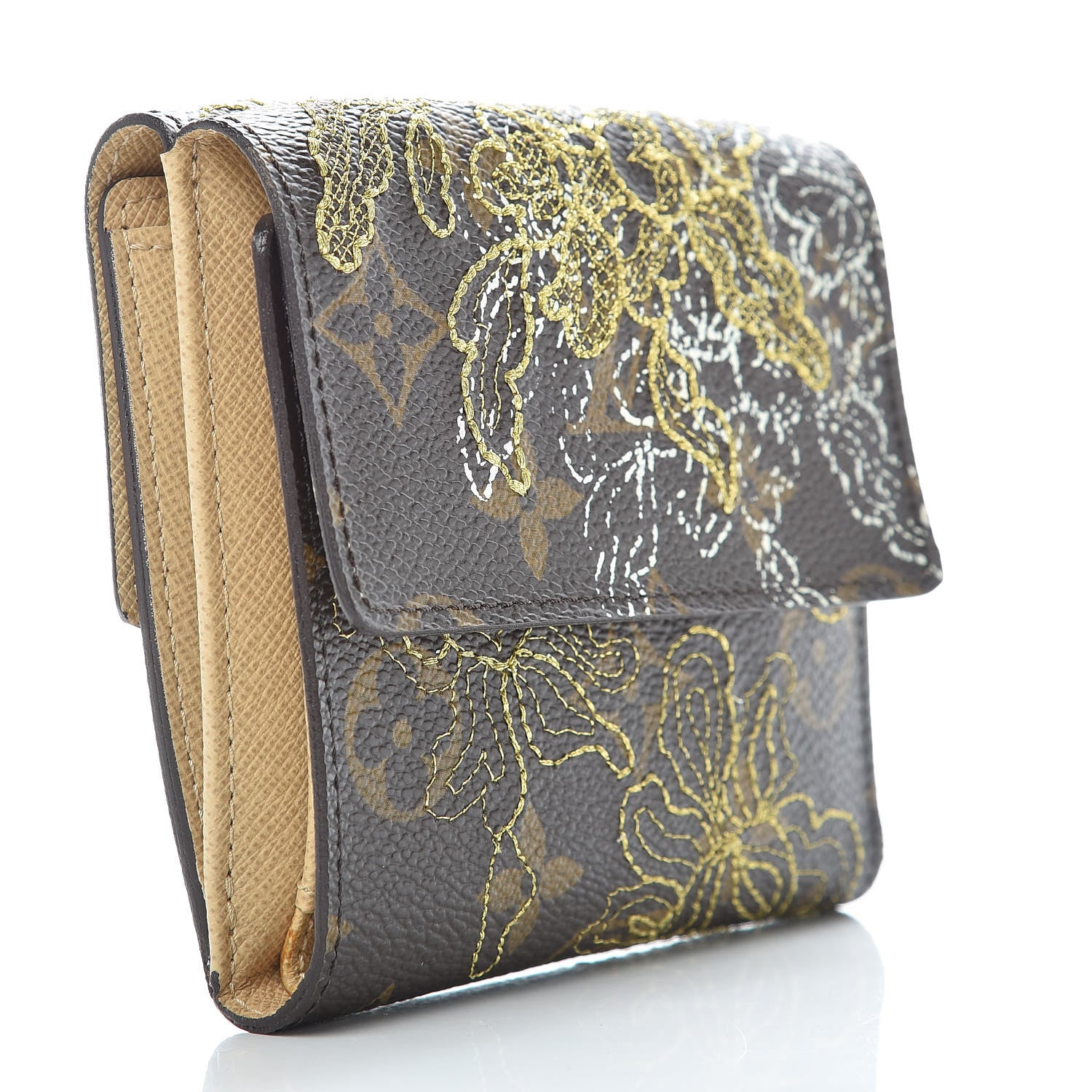 Louis Vuitton Monogram Dentelle Elise Wallet Gold 3 of 9