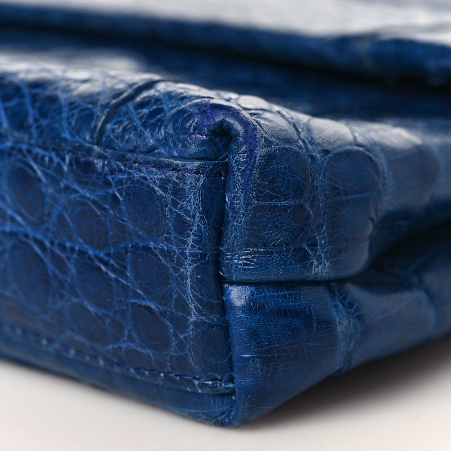 Crocodile Foldover Clutch Blue