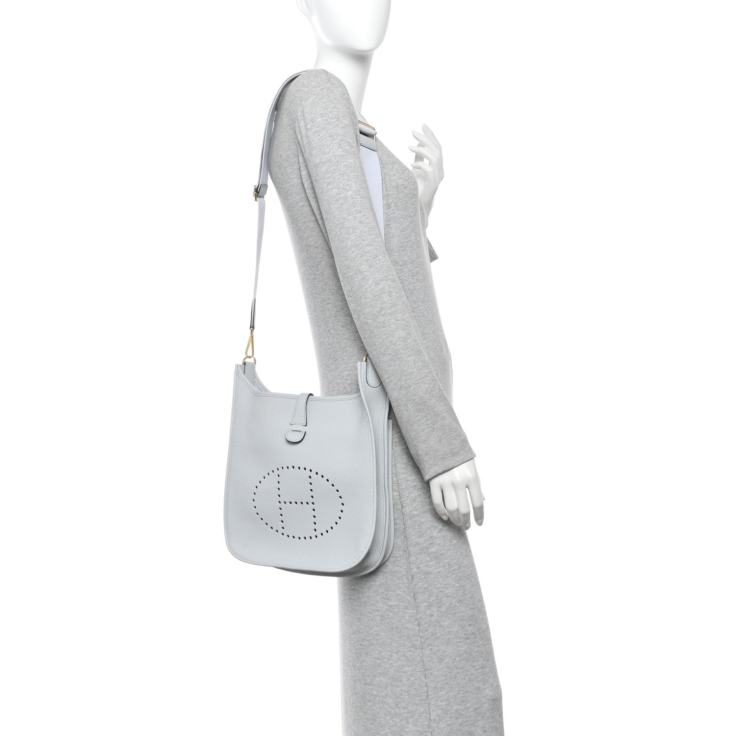 Hermes Taurillon Clemence Evelyne III PM Bleu Pale 2 of 11