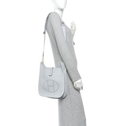 Hermes Taurillon Clemence Evelyne III PM Bleu Pale 2 of 11