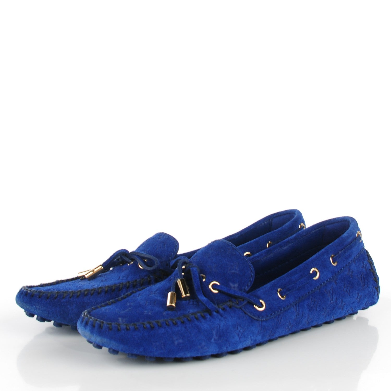 Louis Vuitton Suede Monogram Gloria Loafers 37.5 Blue Roi 3 of 7