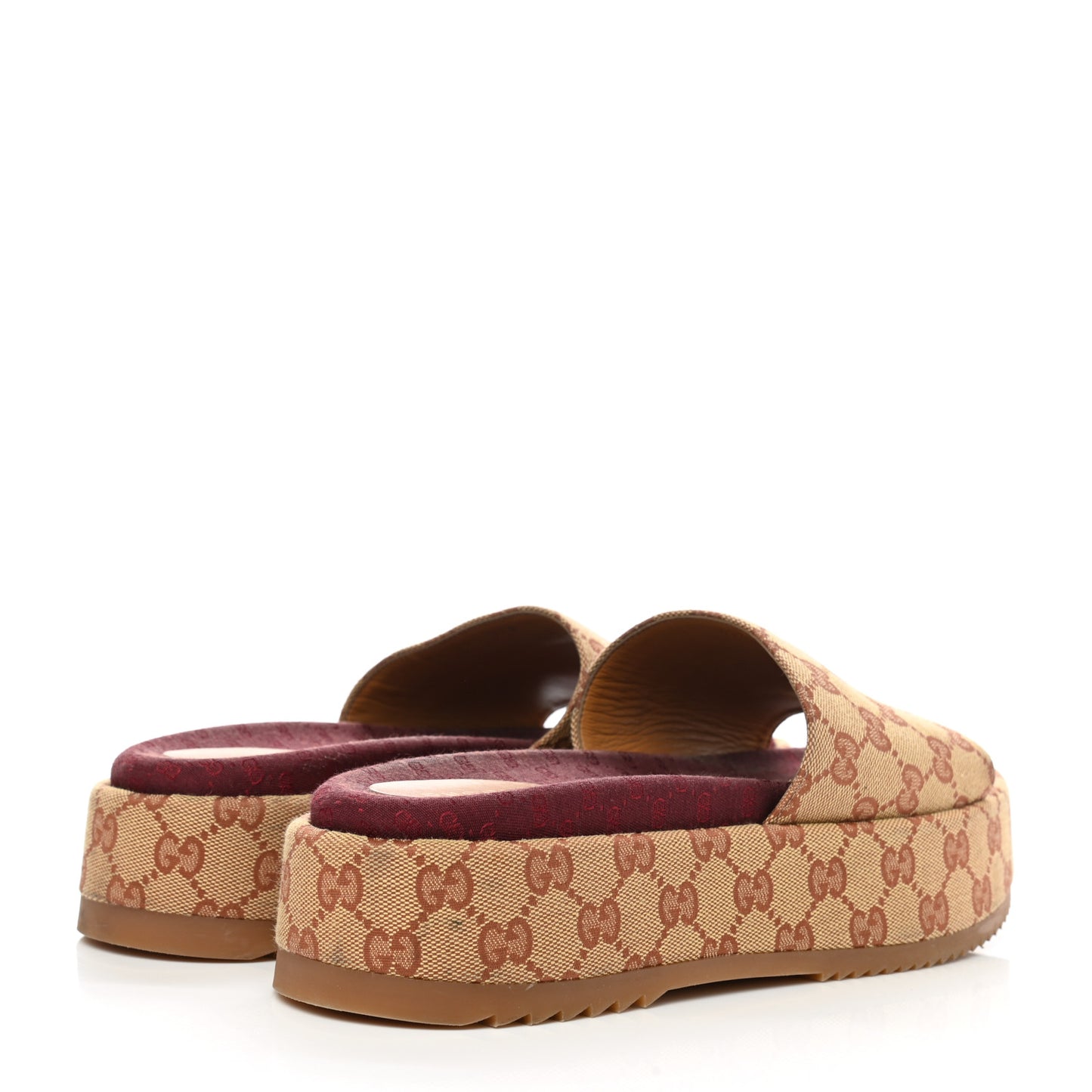 Canvas GG Monogram Angelina Platform Slide Sandals 41 Beige Ruggine