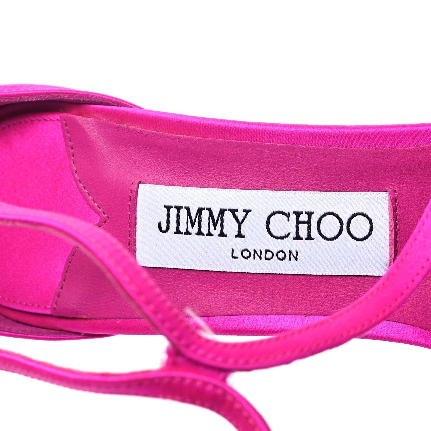 Jimmy Choo Satin Azia 95 Strap Sandals 37.5 Fuchsia 7 of 8