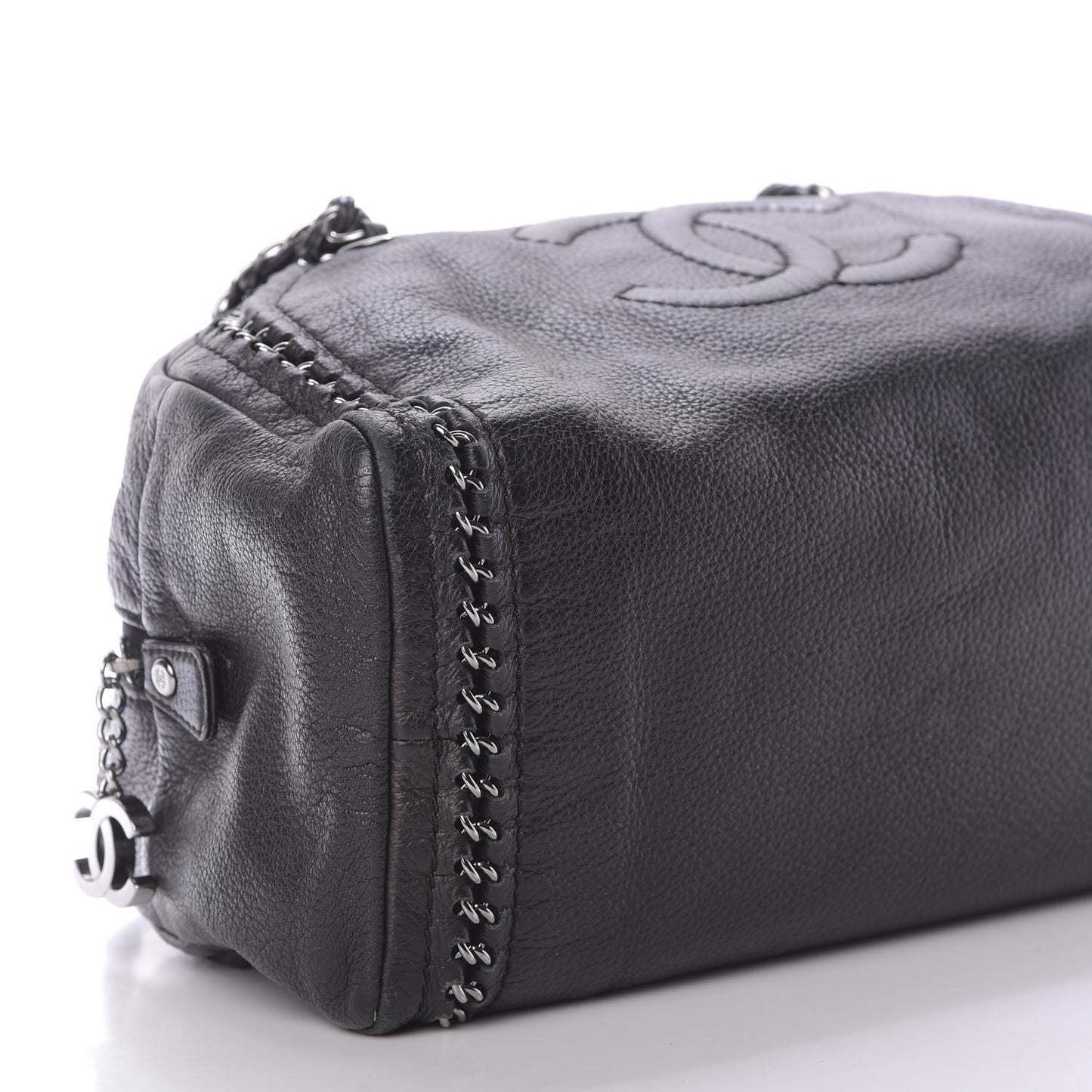 Goatskin Medium Luxe Ligne Bowler Black