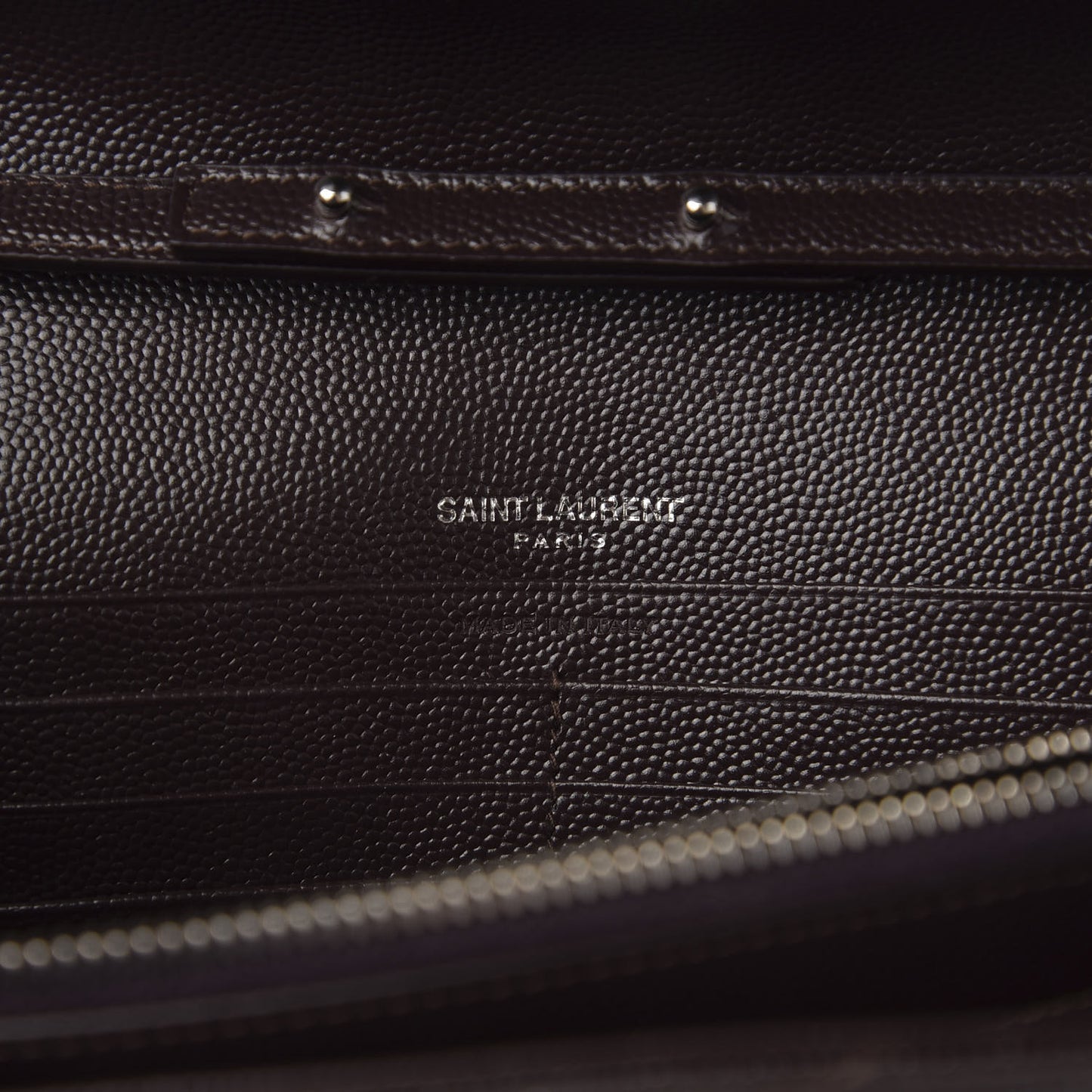 Grain De Poudre Matelasse Chevron Monogram Chain Wallet Dark Brown