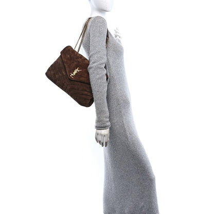 Saint Laurent Suede Y Quilted Monogram Medium Loulou Chain Satchel Bark Brown 2 of 10