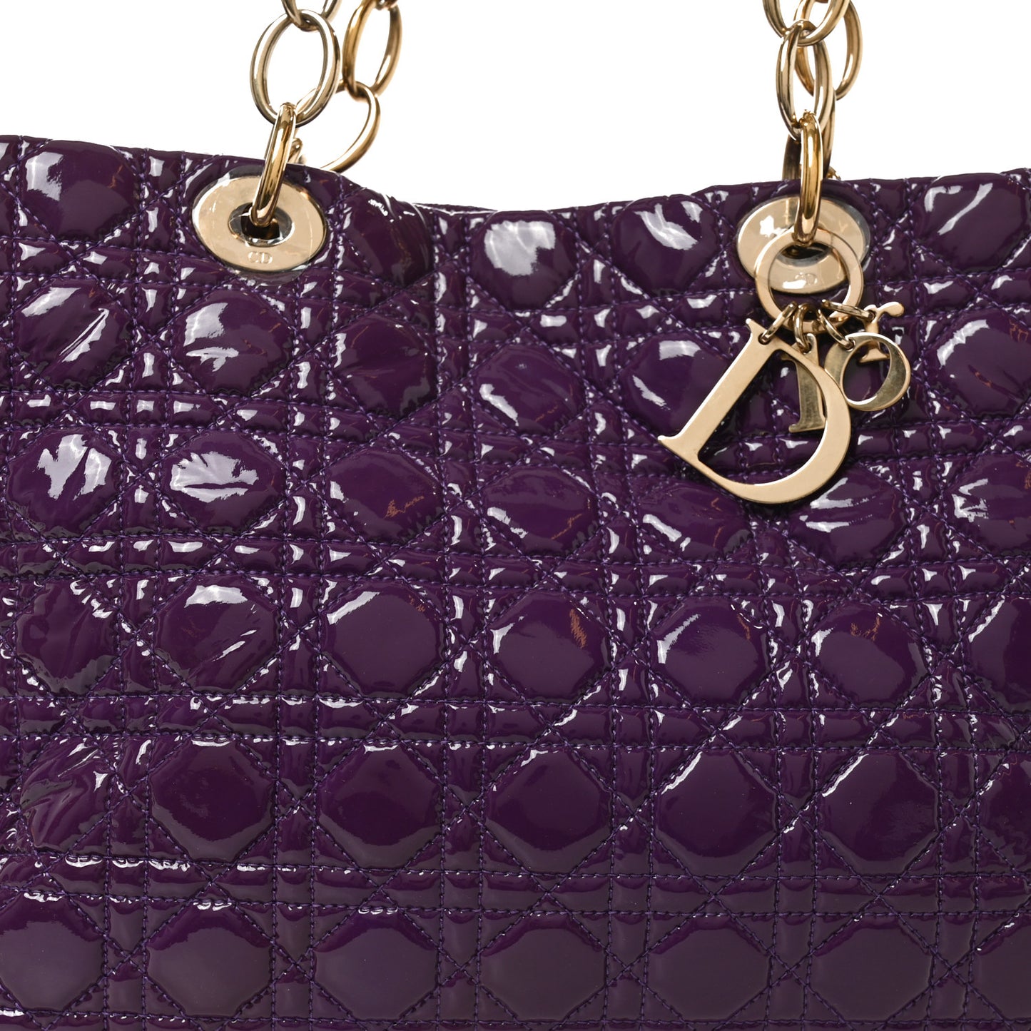 Patent Cannage Large Dior Soft Shopping Tote Purple