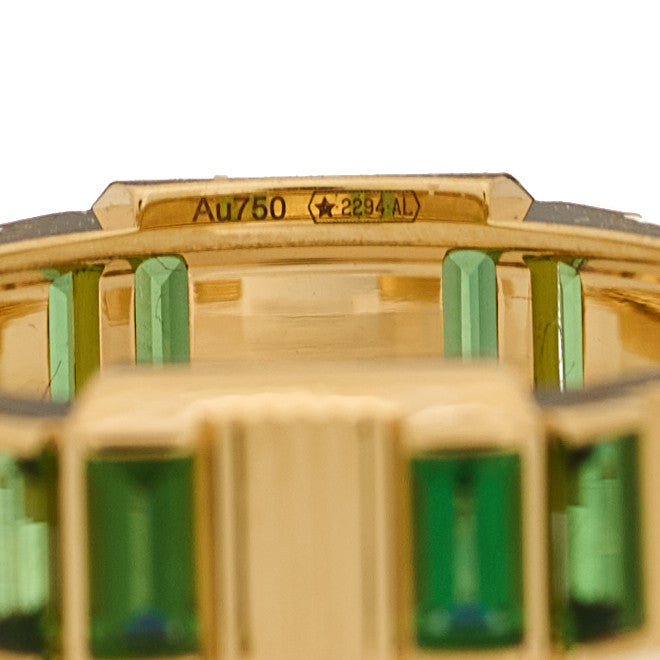 18K Yellow Gold Green Tourmaline 7mm Link to Love Ring 54 6.75