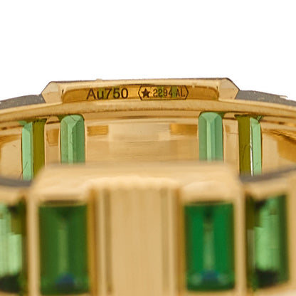 Gucci 18K Yellow Gold Green Tourmaline 7mm Link to Love Ring 54 6.75 5 of 7