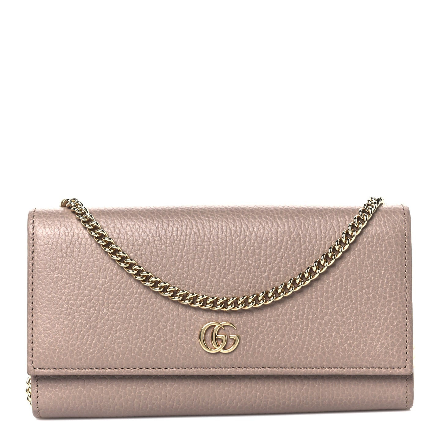 Dollar Calfskin Petite GG Marmont Wallet Chain Bag Porcelain Rose