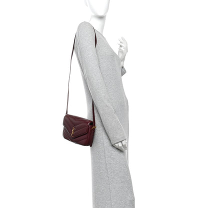 Saint Laurent Lambskin Quilted Monogram Toy Loulou Crossbody Bag  Rouge Cabernet 2 of 9