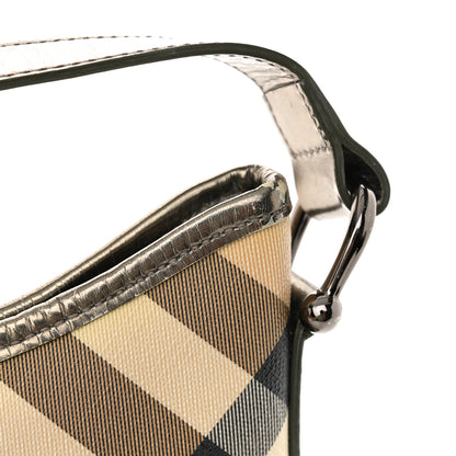 Burberry Metallic Nova Check Patent Hobo Pewter 11 of 14
