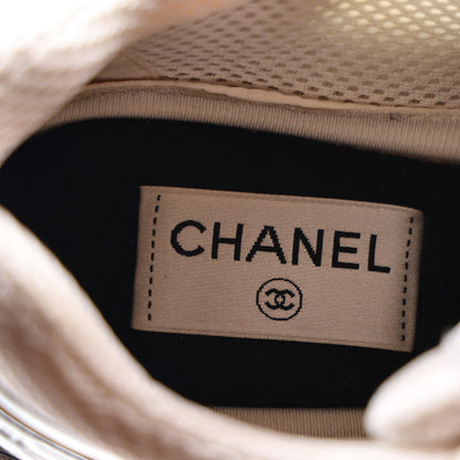 Chanel Fabric Laminated Calfskin Stretch CC Womens Sneakers 39 White Silver 7 of 10