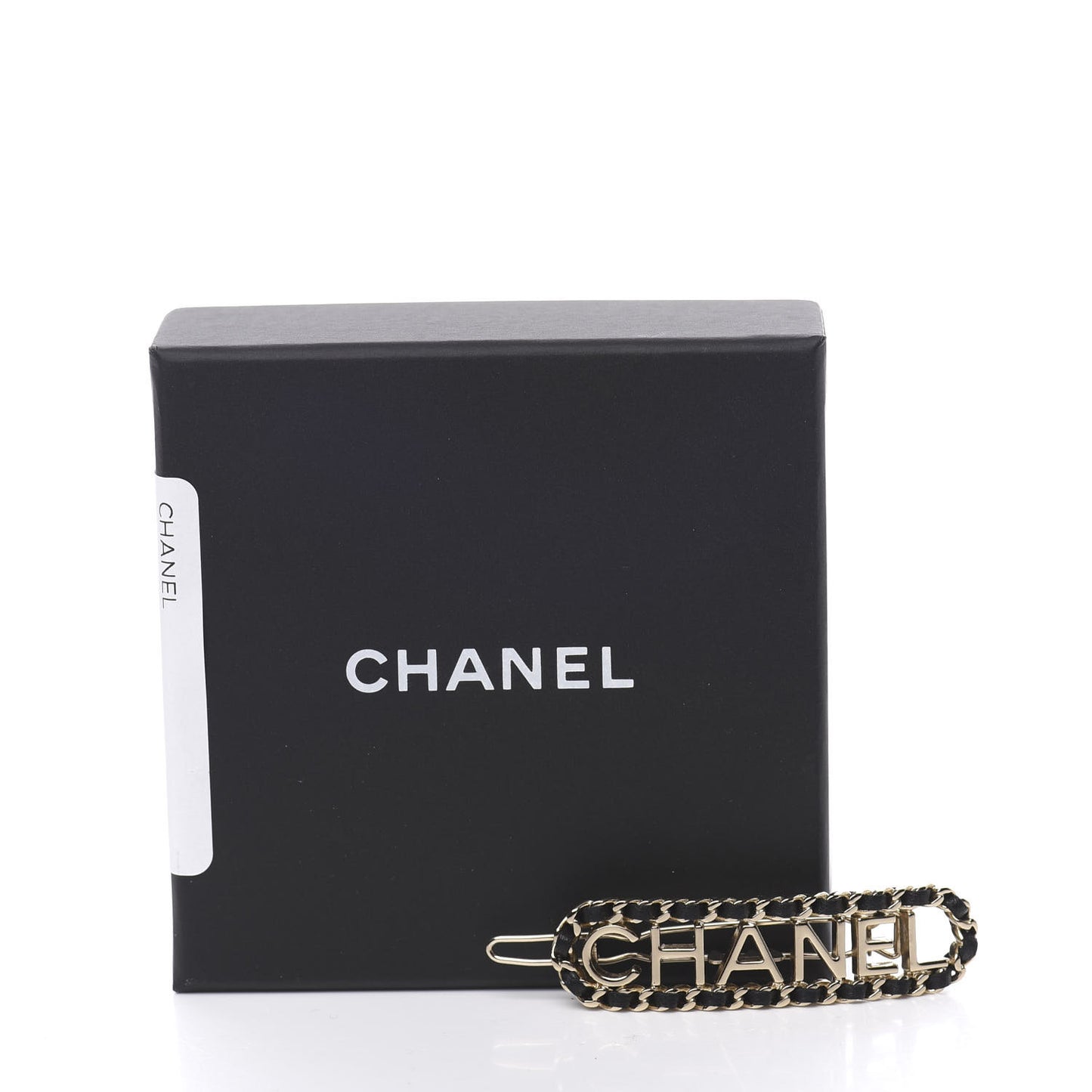 Metal Lambskin Vintage Allure Logo Hair Clip Black Gold