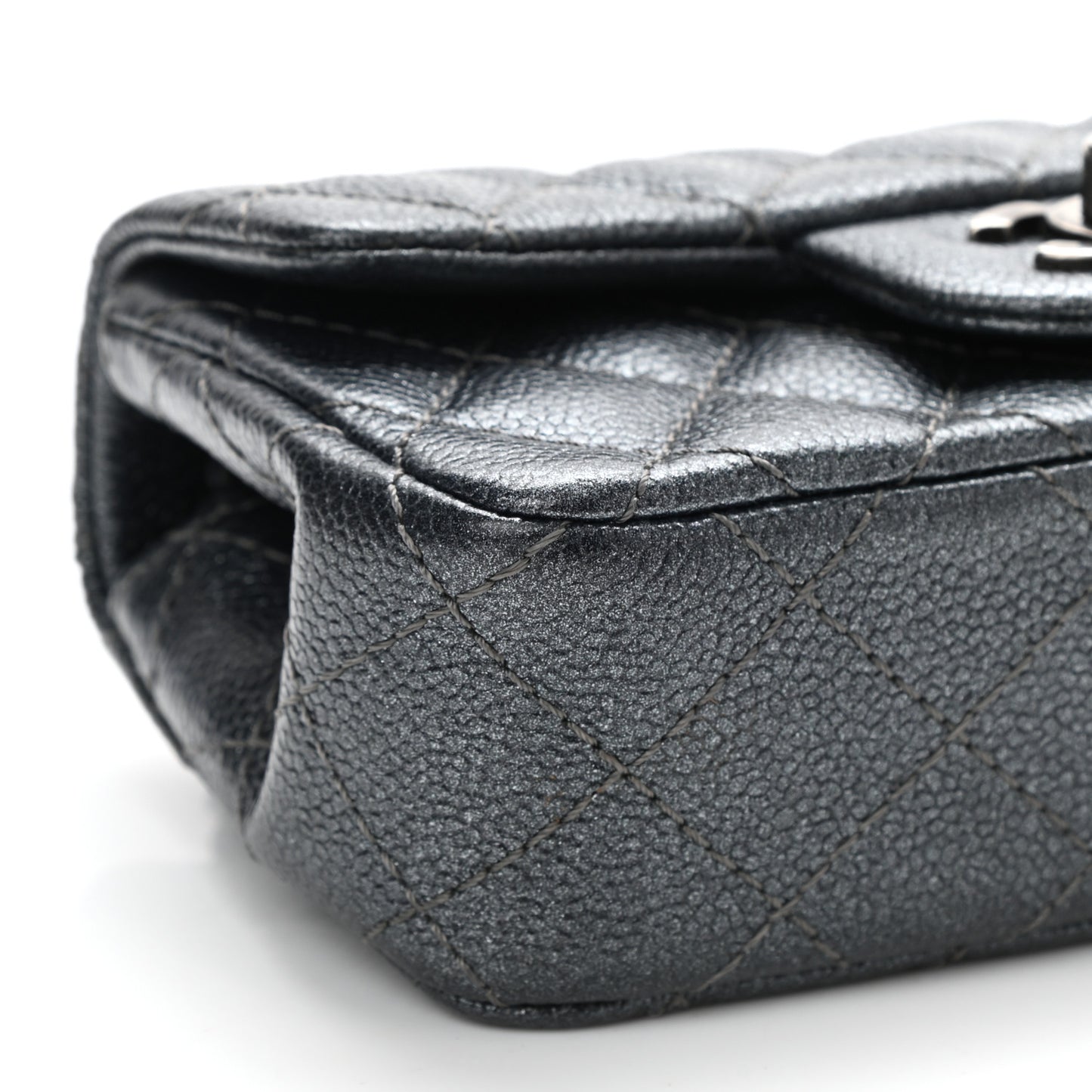Metallic Caviar Quilted Extra Mini Flap Charcoal
