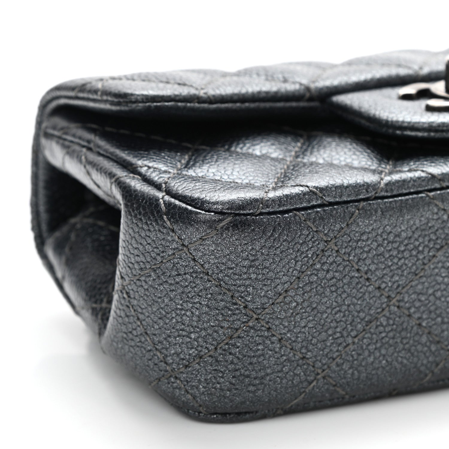 Chanel Metallic Caviar Quilted Extra Mini Flap Charcoal 9 of 11