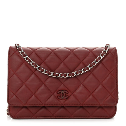 Chanel Aged Calfskin Quilted Wallet On Chain WOC Burgundy 1 of 15
