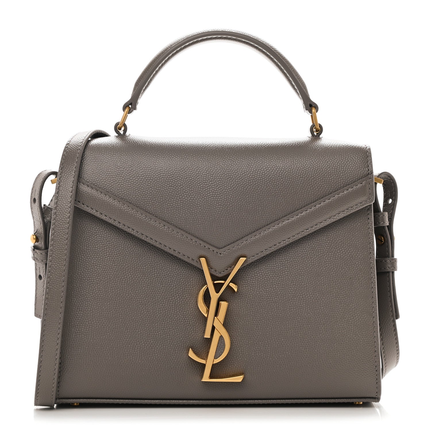 Saint Laurent Grain de Poudre Mini Classic Monogram Cassandra Top Handle Pebble 1 of 9
