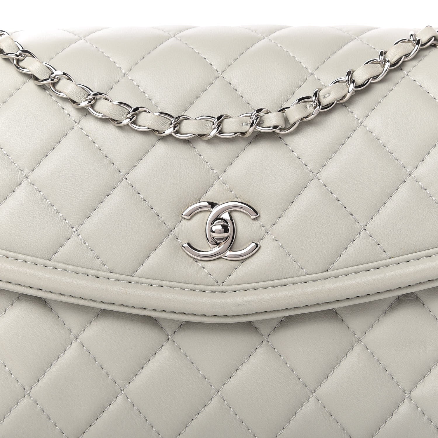 Chanel Lambskin Quilted Large Geometric Flap Grey 11 of 14