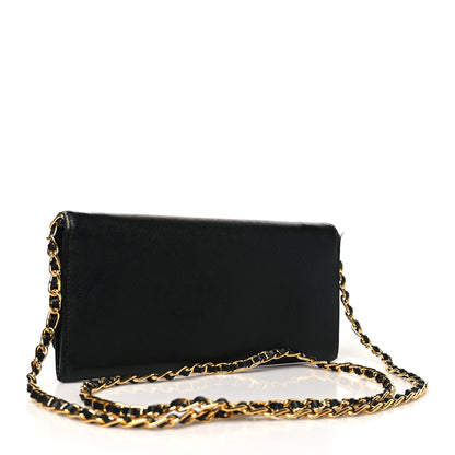 Prada Saffiano Metal Oro Chain Wallet Black 3 of 16