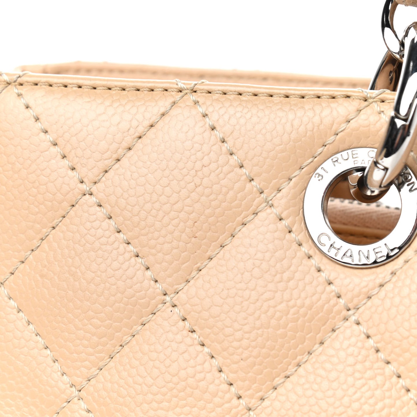 Caviar Quilted Grand Shopping Tote GST Beige Clair