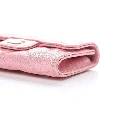 Chanel Iridescent Caviar Quilted Flap Card Holder Rose Pink 10 of 11