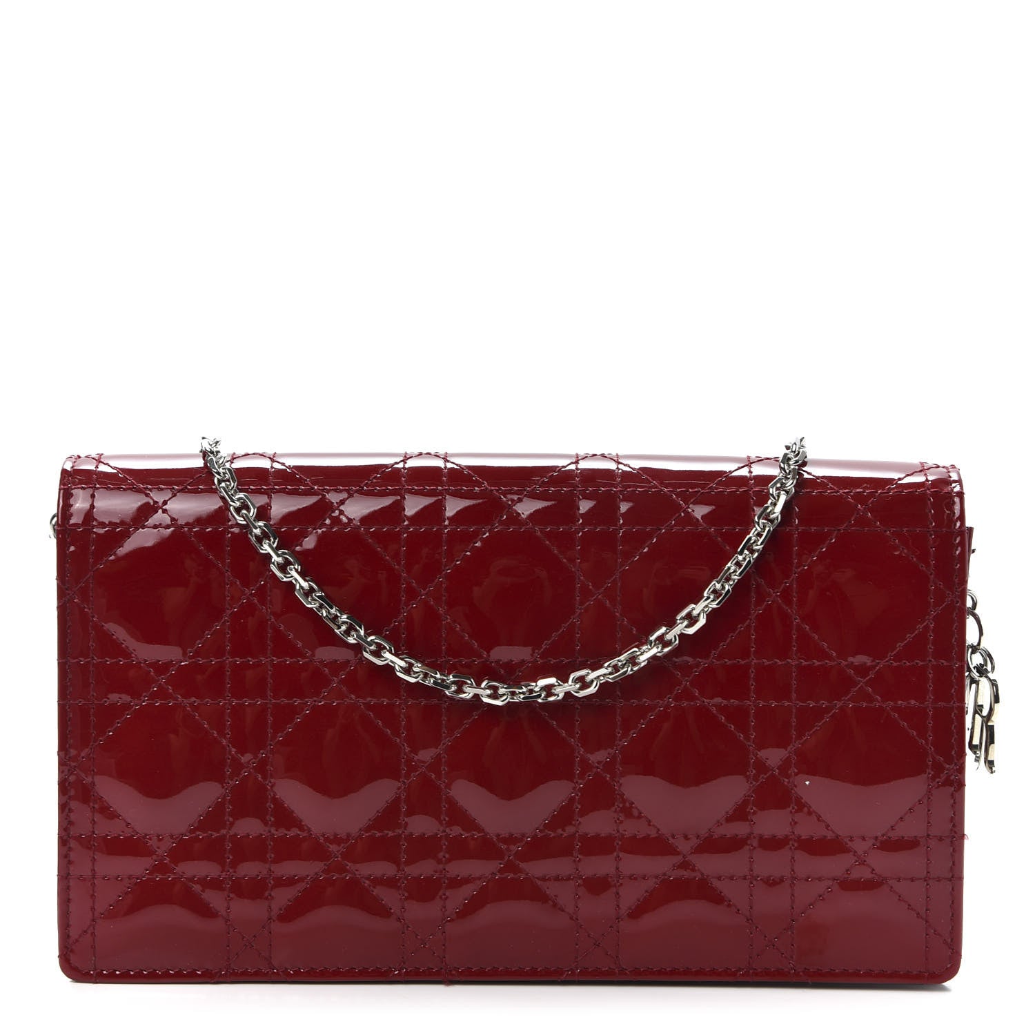 Christian Dior Patent Cannage Lady Dior Clutch Red 1 of 13