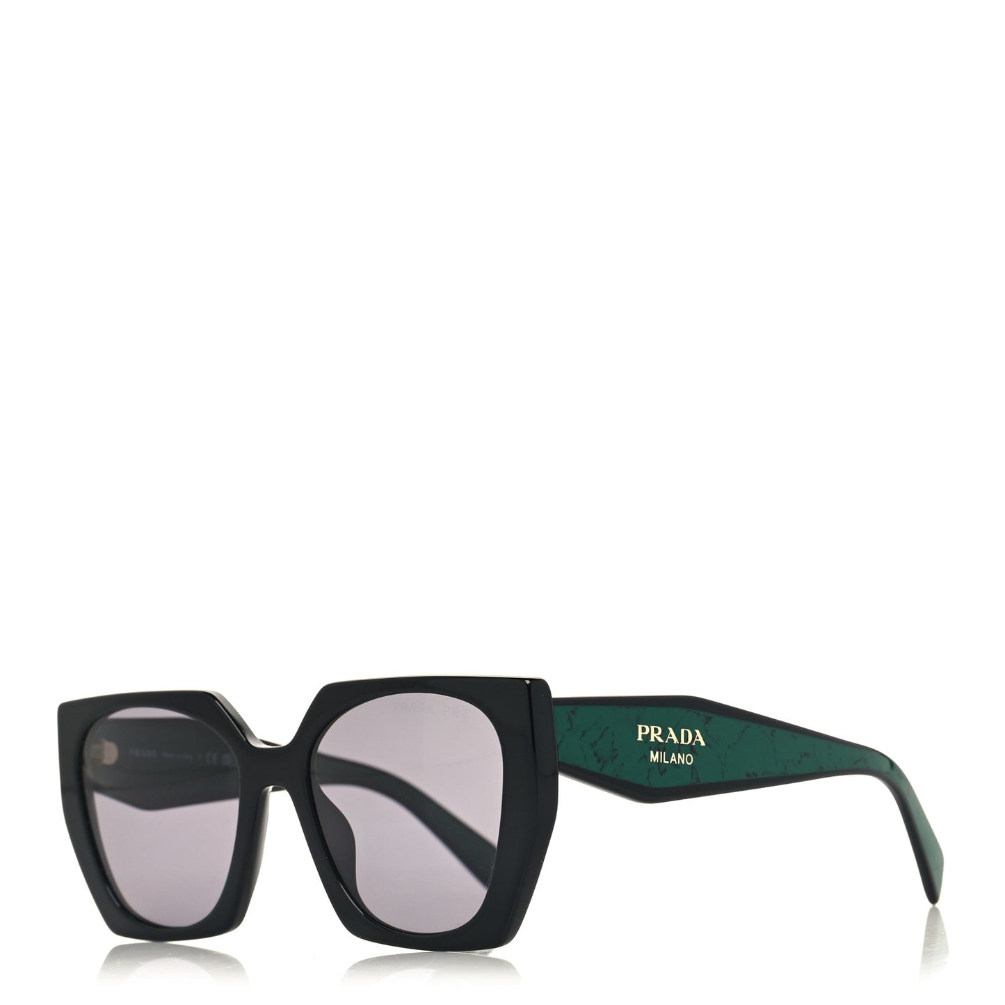 Acetate Marble Effect Geometric Sunglasses SPR 15W Black Green