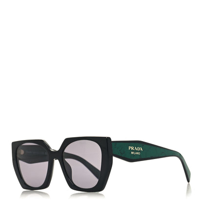 Prada Acetate Marble Effect Geometric Sunglasses SPR 15W Black Green 1 of 7