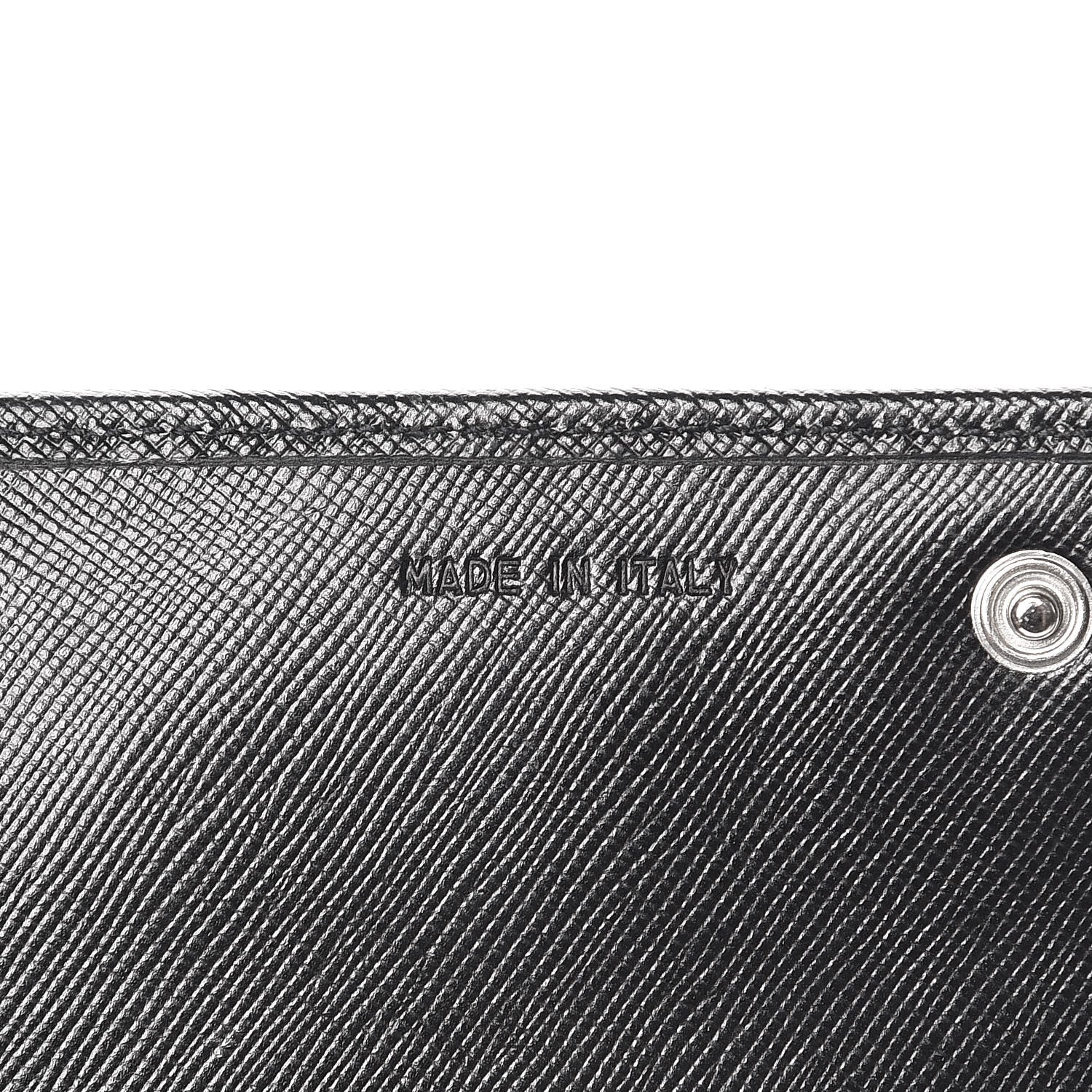 Prada Saffiano Triangle Continental Flap Wallet Black 6 of 12