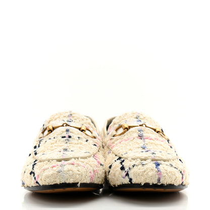 Gucci Wool Tweed Boucle Horsebit Womens Jordaan Loafers 36.5 Ivory 2 of 10