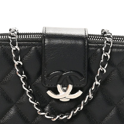 Chanel Grained Calfskin Quilted CC Box Clutch With Chain Black 9 of 12