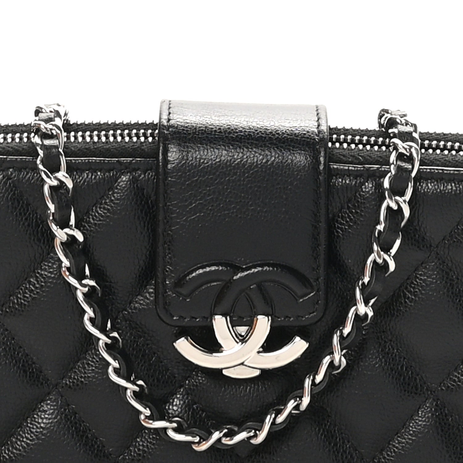 Chanel Grained Calfskin Quilted CC Box Clutch With Chain  Black 9 of 12