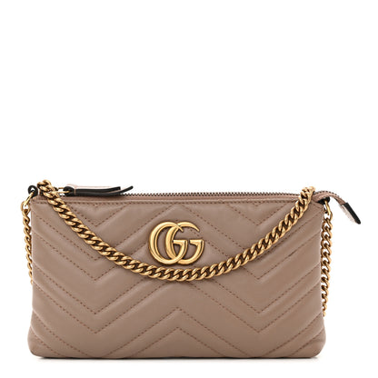 Gucci Calfskin Matelasse Mini GG Marmont Chain Bag Porcelain Rose 1 of 11