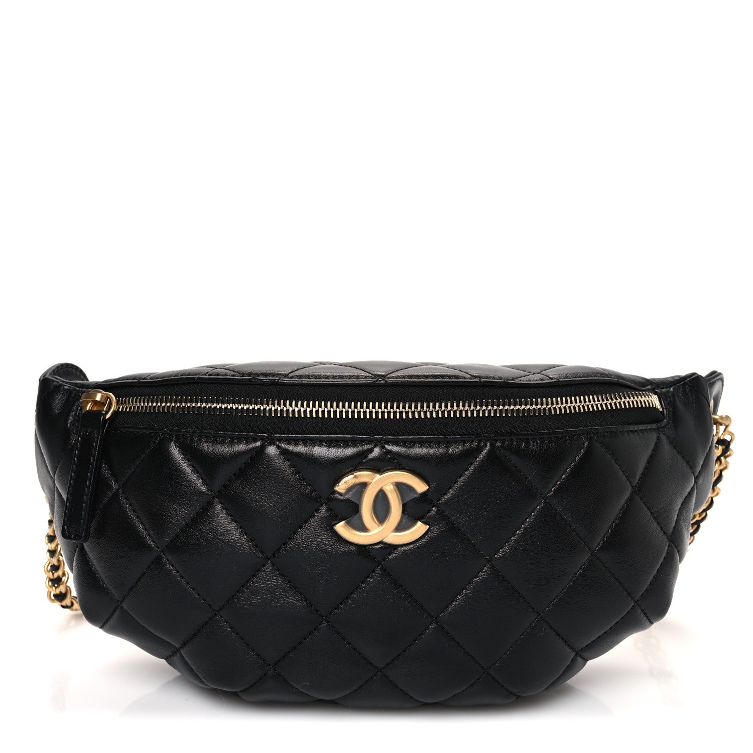 Chanel Shiny Lambskin Quilted Belt Bag Black 1 of 11