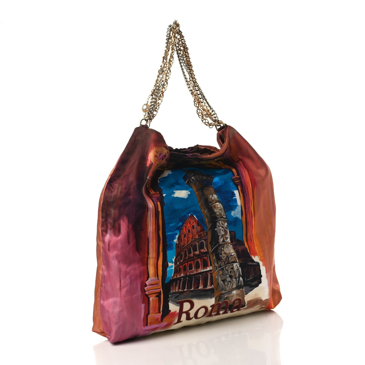 Silk Roma Printed Anita Tote Blue Multicolor