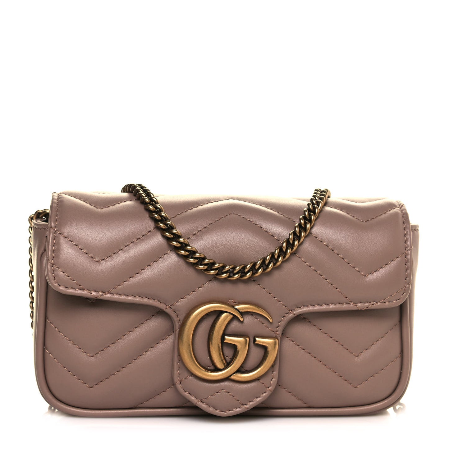 Calfskin Matelasse Super Mini GG Marmont Shoulder Bag Porcelain Rose