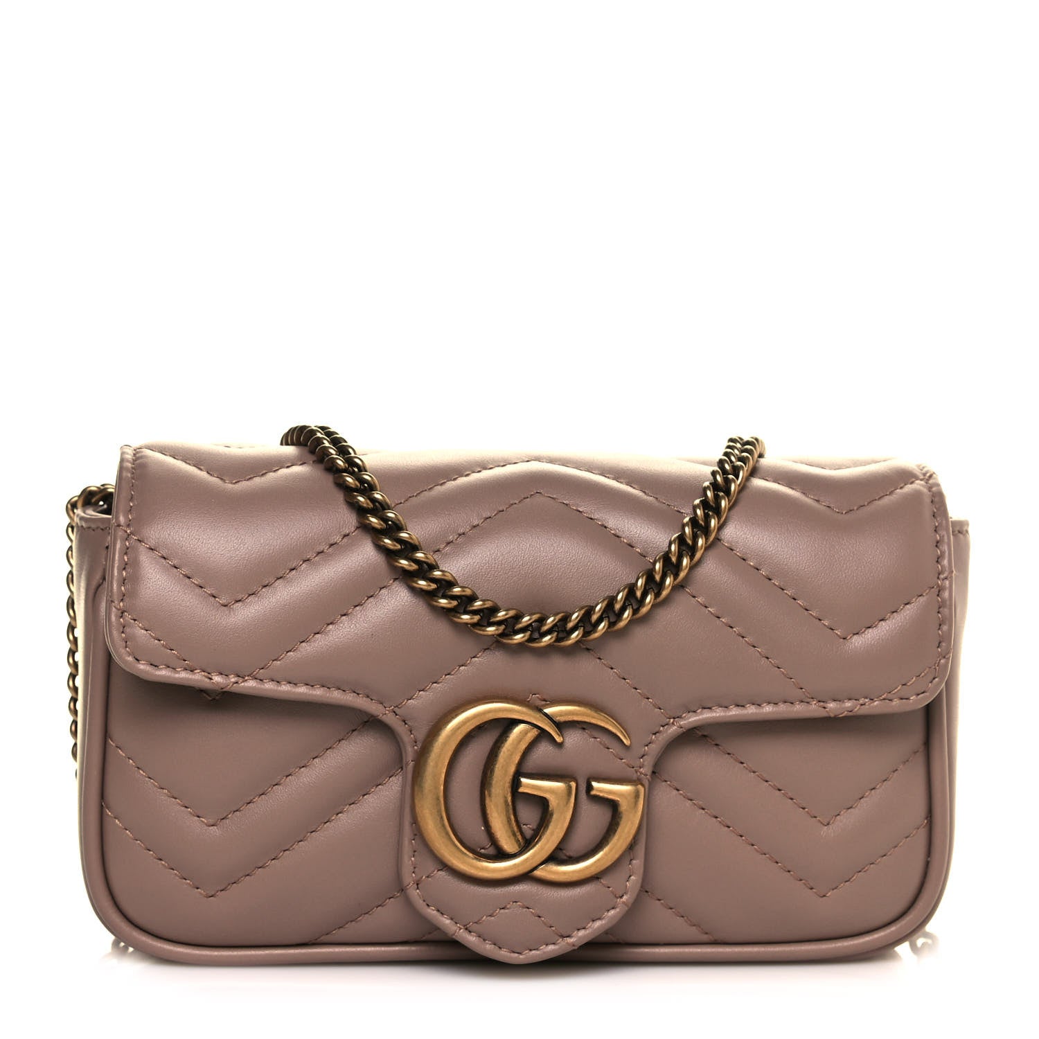Gucci Calfskin Matelasse Super Mini GG Marmont Shoulder Bag Porcelain Rose 1 of 13