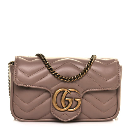 Gucci Calfskin Matelasse Super Mini GG Marmont Shoulder Bag Porcelain Rose 1 of 13