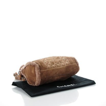 Chanel Shearling Suede Stiched CC Tote Dark Brown 4 of 11