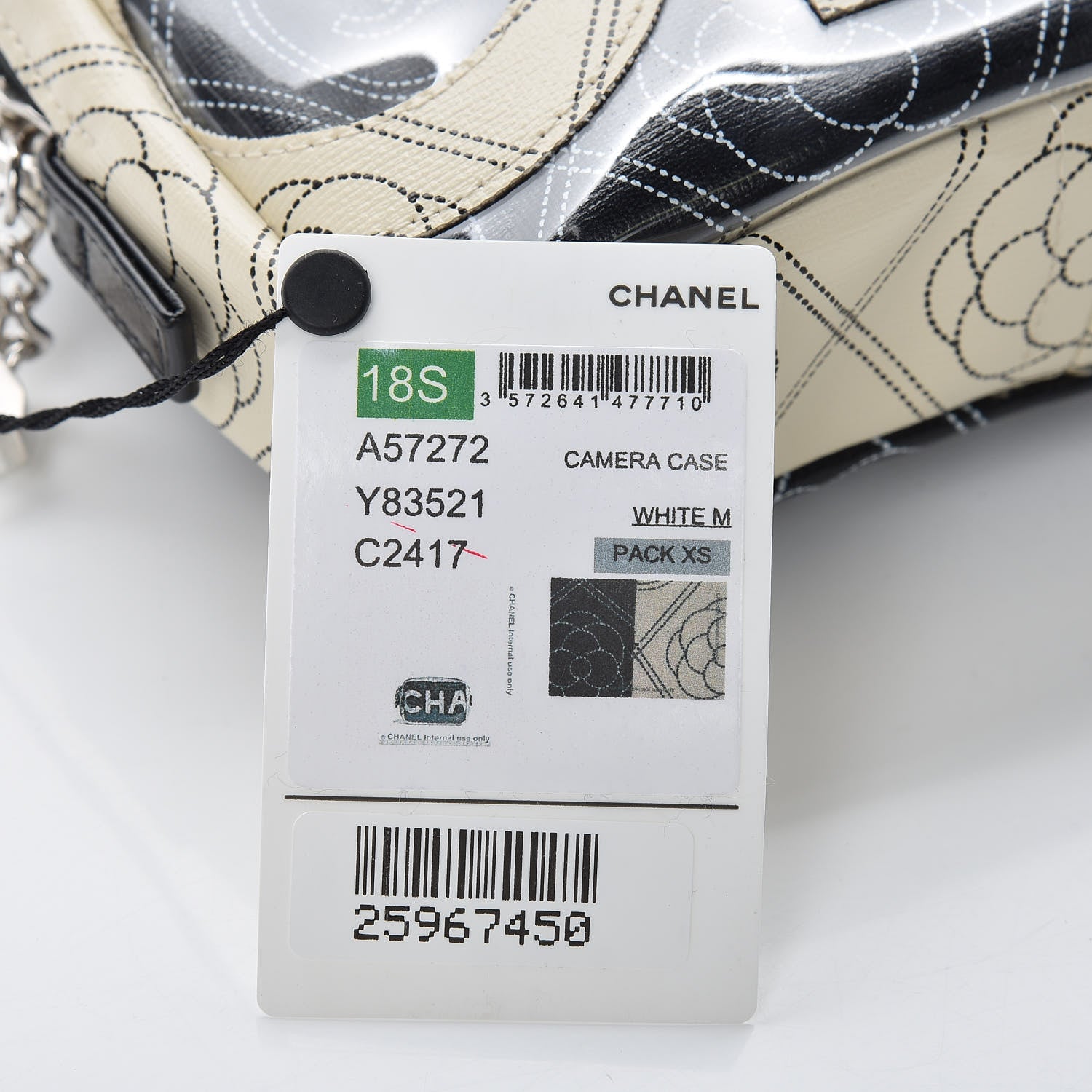 Chanel Coated Canvas Calfskin Camellia Printed Case Black Beige 5 of 9