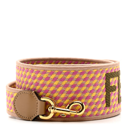 Fendi Canvas Vitello King Logo Embroidered Shaped Strap You Bouganville Mimosa Miele Sand 1 of 4