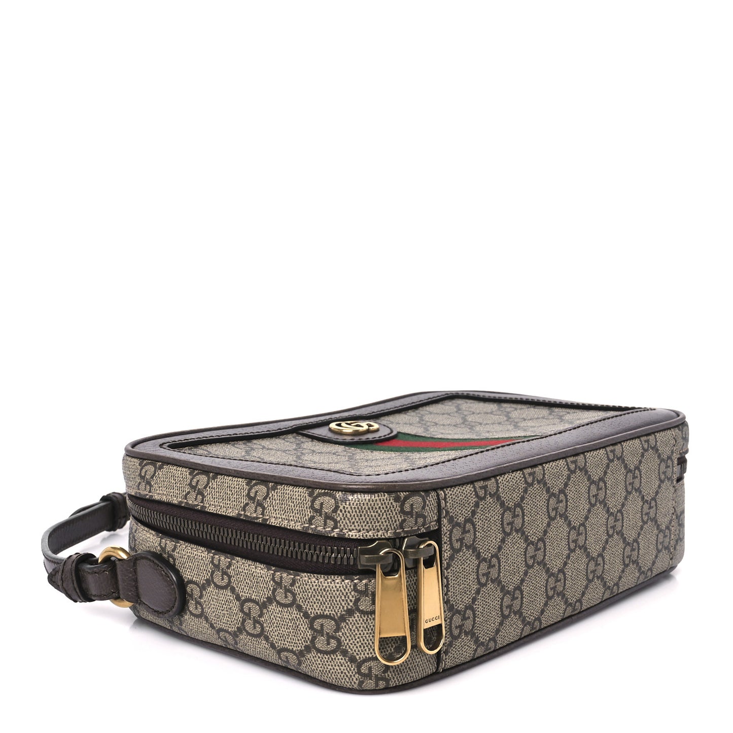 GG Supreme Monogram Web Small Ophidia Top Handle Shoulder Bag Brown