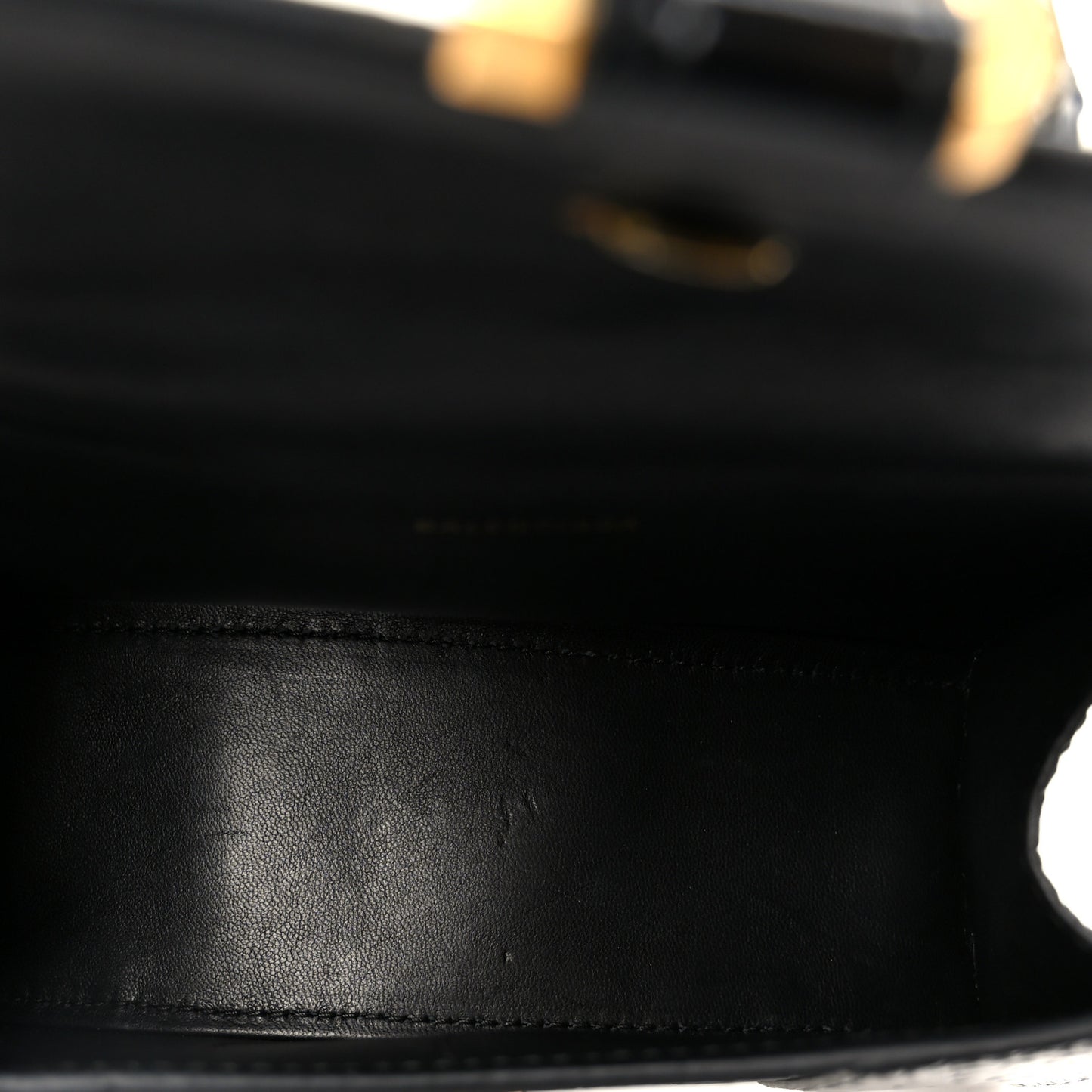 Shiny Calfskin Crocodile Embossed Hourglass Top Handle Bag XS Black