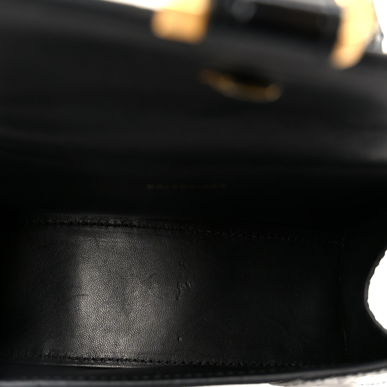 Balenciaga Shiny Calfskin Crocodile Embossed Hourglass Top Handle Bag XS Black 5 of 11