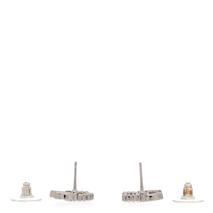 Chanel Pearl Crystal CC Earrings Silver Pearly White 3 of 5